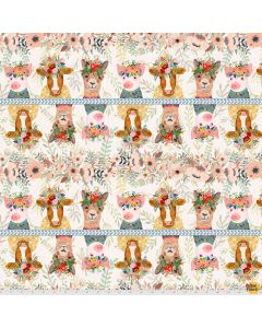 Farm Friends: Farm Arrangement Border  -- Free Spirit Fabrics pwmc003.xivory - 2.25 yards (7 rows)