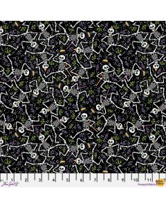Spooky Cute Halloween: Dancing Skeletons Black - FreeSpirit Fabrics pwmy008.black