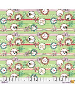 So Much Joy! Snow People Ribbon Lime - FreeSpirit Fabrics pwmy018.lime