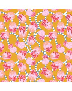 Blostma & Song by Penny Jeffries: Dancing Swirl Mustard - FreeSpirit Fabrics pwpe007.mustard
