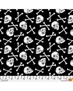 Scaredy Cat: Crossbones Black  -- FreeSpirit Fabrics pwrh030.black 