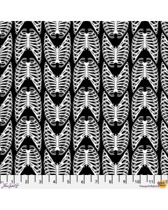 Scaredy Cat: Rib Bones Black  -- FreeSpirit Fabrics pwrh035.black 