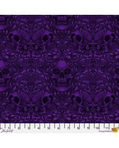 Mystic Moonlight: Skull Damask Purple - FreeSpirit Fabrics pwrh089.purple