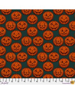 Mystic Moonlight: Pumpkin Grid Green - FreeSpirit Fabrics pwrh093.green 