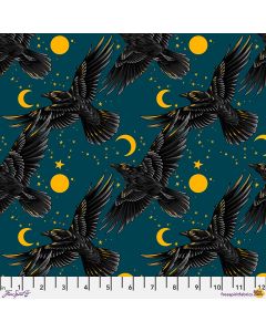 Chain Mail by Club Hauer: On the Wing Crows -- FreeSpirit Fabrics pwrh146.teal