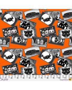 Chain Mail by Club Hauer: Postcards Orange -- FreeSpirit Fabrics pwrh151.orange