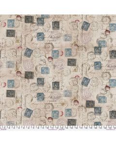 Foundations by Tim Holtz: Correspondence Taupe - FreeSpirit Fabrics pwth021.taupe 