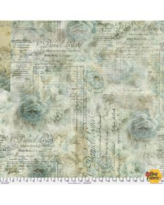 Foundations by Tim Holtz: Receipt Aqua - FreeSpirit Fabrics pwth102.aqua