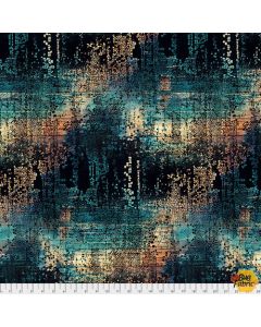 Abandoned by Tim Holtz: Fractured Mosaic Indigo - FreeSpirit Fabrics pwth130.indigo