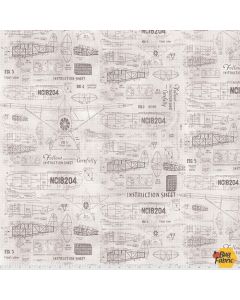Monochrome by Tim Holtz: Model Airplanes Parchment - FreeSpirit Fabrics pwth174.parchment