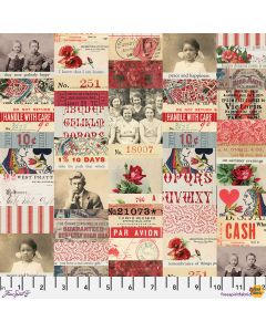 Eclectic Elements Palette by Tim Holtz: Red Collage - FreeSpirit Fabrics pwth220.red 