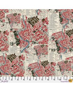 Eclectic Elements Palette by Tim Holtz: Red Map (Rome) - FreeSpirit Fabrics pwth223.red 