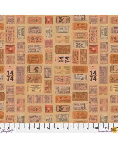 Eclectic Elements Palette by Tim Holtz: Orange Tickets - FreeSpirit Fabrics pwth232.orange