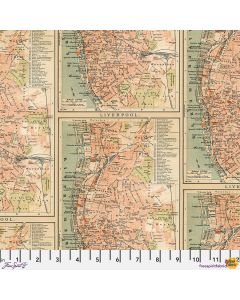Eclectic Elements Palette by Tim Holtz: Orange Map (Liverpool) - FreeSpirit Fabrics pwth233.orange 