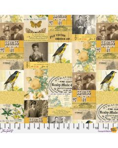 Eclectic Elements Palette by Tim Holtz: Yellow Collage - FreeSpirit Fabrics pwth240.yellow 
