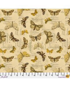Eclectic Elements Palette by Tim Holtz: Yellow Specimen Butterflies - FreeSpirit Fabrics pwth244.yellow 
