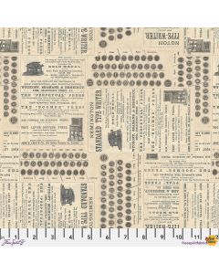 Eclectic Elements Palette by Tim Holtz: Neutral Typewriter - FreeSpirit Fabrics pwth254.neutral - 2 yards 29" remaining