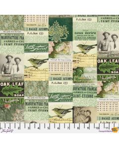 Eclectic Elements Palette by Tim Holtz: Green Collage - FreeSpirit Fabrics pwth260.green