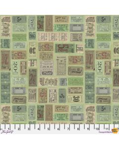 Eclectic Elements Palette by Tim Holtz: Green Tickets - FreeSpirit Fabrics pwth262.green