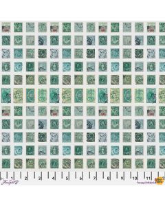Eclectic Elements Palette by Tim Holtz: Teal Stamps - FreeSpirit Fabrics pwth271.teal 