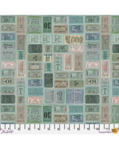 Eclectic Elements Palette by Tim Holtz: Teal Tickets - FreeSpirit Fabrics pwth272.teal