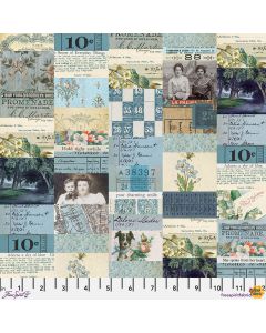 Eclectic Elements Palette by Tim Holtz: Blue Collage - FreeSpirit Fabrics pwth280.blue 