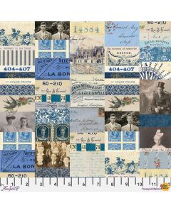 Eclectic Elements Palette by Tim Holtz: Indigo Collage - FreeSpirit Fabrics pwth290.indigo