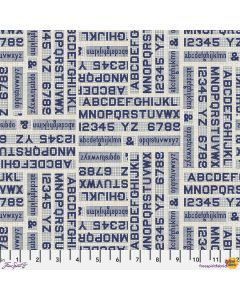 Eclectic Elements Palette by Tim Holtz: Indigo Typography - FreeSpirit Fabrics pwth295.indigo