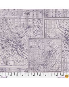 Eclectic Elements Palette by Tim Holtz: Purple Map - FreeSpirit Fabrics pwth303.purple