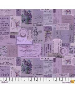 Eclectic Elements Palette by Tim Holtz: Purple Ephemera - FreeSpirit Fabrics pwth305.purple - 2 yards remaining