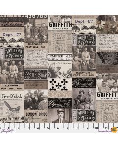 Eclectic Elements Palette by Tim Holtz: Charcoal Collage - FreeSpirit Fabrics pwth310.charcoal