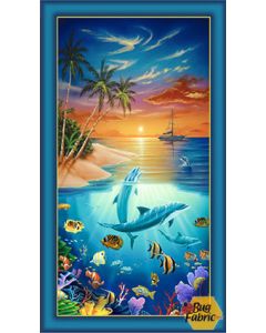 Artworks: Dolphin Island Digital Printed Panel (2/3 yard) - Quilting Treasures 24591q
