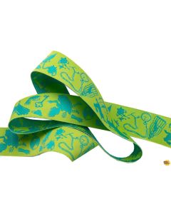 Curiouser & Curiouser by Tula Pink Ribbons: Down the Rabbit Hole Green 7/8" -- Renaissance Ribbons TK-72/22mm col1 