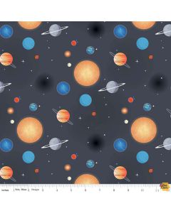 Out of this World with NASA:  Planets Charcoal -- Riley Blake c7803 charcoal - 2 yards 6" remaining