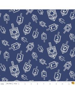 Festival of Lights: Dreidel Toss Blue -- Riley Blake Designs c9650-blue
