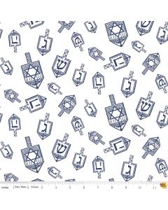 Festival of Lights: Dreidel Toss White -- Riley Blake Designs c9650-white