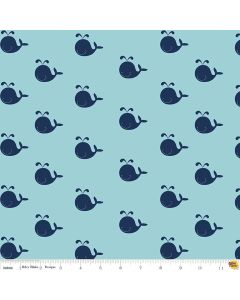 Designer Flannel: Whales Blue -- Riley Blake f6600-blue - 1 yards 10" remaining