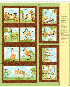 Zoe, the Giraffe: Zoe II Book Panel (1 yard) -- Susybee 20356-280 brown