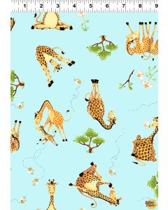 Zoe, the Giraffe: Zoe II Tossed Giraffes Aqua -- Susybee 20358-930 aqua 