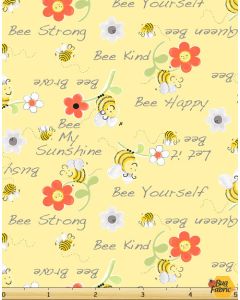 Sweet Bees: Bees Words Yellow -- Susy Bee 20362-310