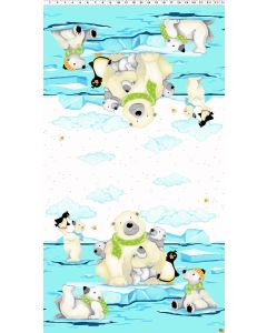 Burr the Polar Bear:  Double Border (sold by 23.5" repeat - continuous yardage) -- Susy Bee Textiles 20396-930 