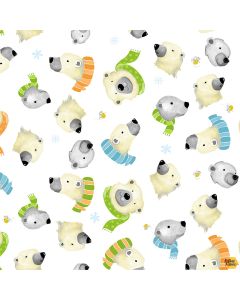 Burr the Polar Bear:  Furry Faces White -- Susy Bee Textiles 20397-100
