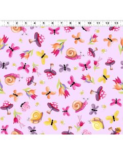 Sloane the Snail: Garden Toss Light Orchid -- Susy Bee Fabrics 20411-545