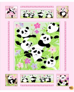 Panda Party: Panda Panel (1 yard) - SusyBee Fabrics sb20425-520 