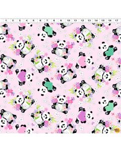 Panda Party: Tossed Pandas Pink - SusyBee Fabrics sb20427-520 