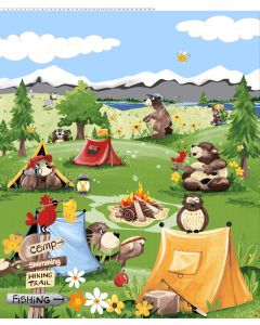 Barron Goes Camping: Camping Quilt Panel (1 yard) -- SusyBee Fabrics sb20452-850 - presale June