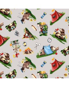Barron Goes Camping: Campground Light Grey -- SusyBee Fabrics sb20454-150 light grey - presale June