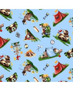 Barron Goes Camping: Campground Light Blue -- SusyBee Fabrics sb20454-710 light blue - presale June