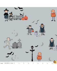 Spooky Hollow Main Gray (Silver Sparkle) - Riley Blake Designs sc10570-gray