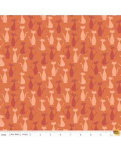 Spooky Hollow Cats Orange (Silver Sparkle) - Riley Blake Designs sc10573-orange